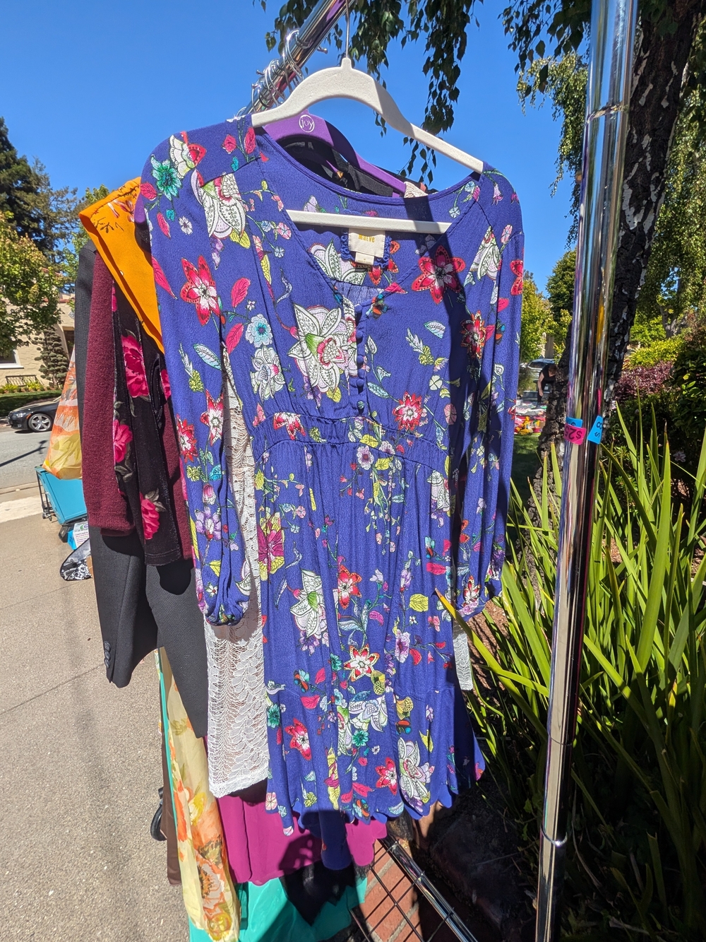 Maeve Purple Floral Long-Sleeve Casual Dress
